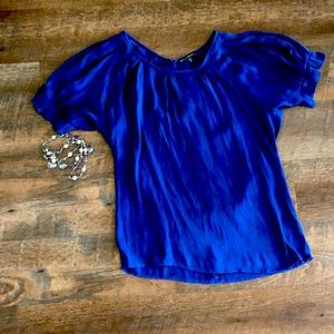 Royal blue puff sleeve top Express xs